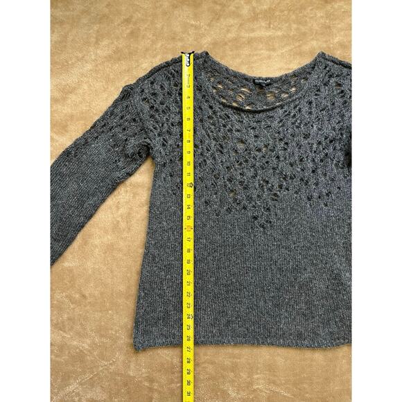 Eileen Fisher Wool Blend Gray Italian‎ Yarn Crochet Sweater Women’s Size Large - Picture 7 of 7